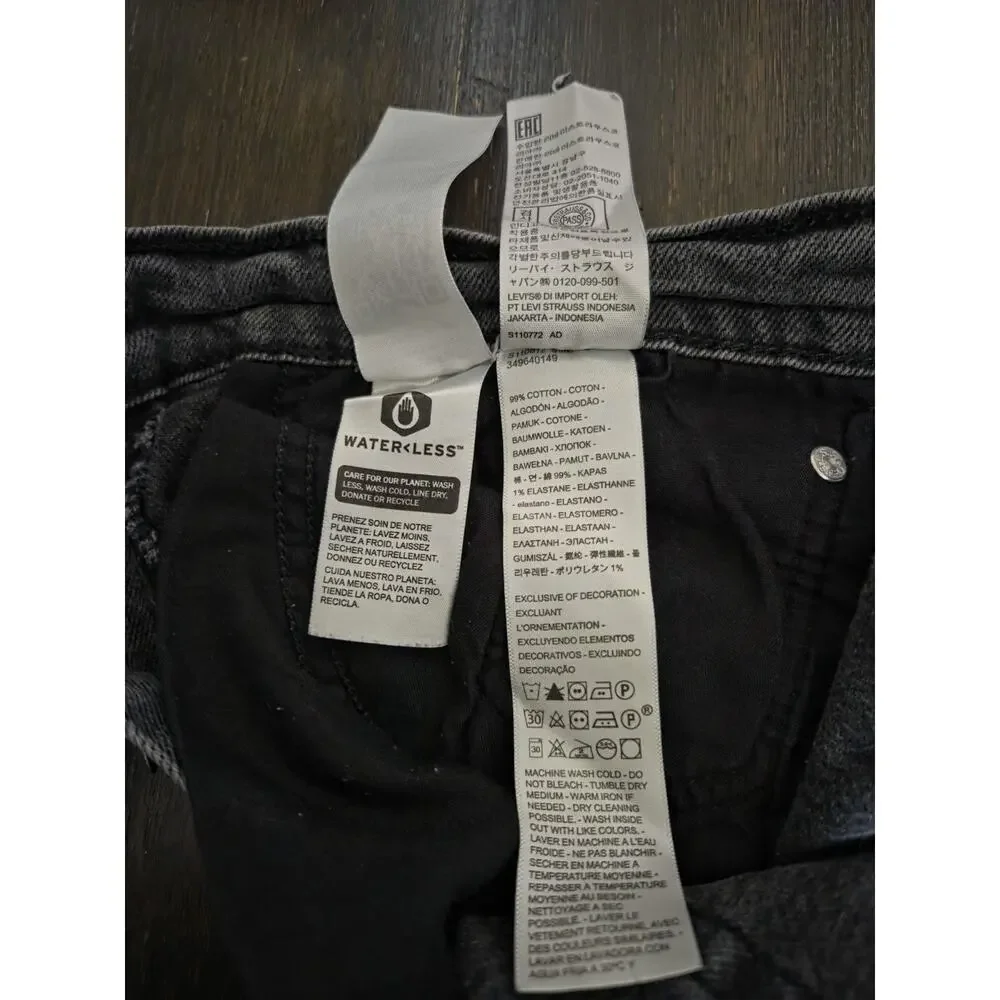 Levis Womens Jeans Black Size 30 Wedgie Straight Denim Stretch Cotton Distressed - Picture 11 of 11